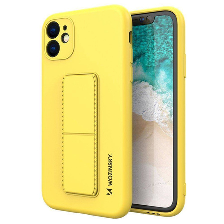 Wozinsky Kickstand Case elastyczne silikonowe etui z podstawką Samsung Galaxy A22 4G żółty