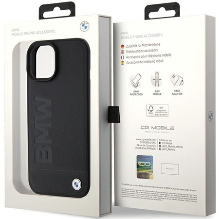 BMW Leather Hot Stamp case for iPhone 15 - black