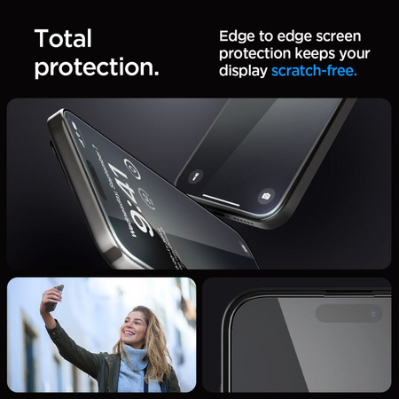 GEHÄRTETES GLAS Spigen GLAS.TR „EZ FIT“ FC 2ER-PACK IPHONE 15 PRO SCHWARZ