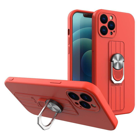 Ring Case Silikonhülle mit Fingergrip und Boden für Samsung Galaxy A73 rot