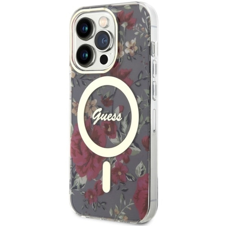 Guess GUHMP14LHCFWSA iPhone 14 Pro 6.1" green/khaki hardcase Flower MagSafe