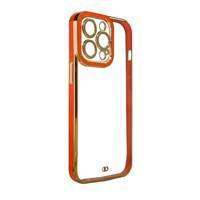 Fashion Case for iPhone 13 Pro Gold Frame Gel Cover Red