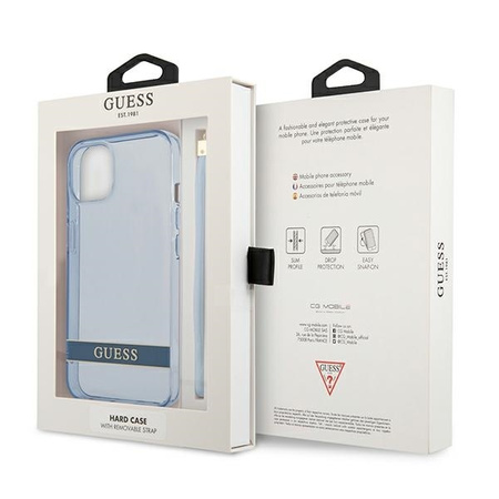 Etui IPHONE 13 Guess Hardcase Translucent Stap (GUHCP13MHTSGSB) niebieskie