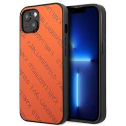 Original Handyhülle IPHONE 13 Karl Lagerfeld Hardcase Perforated Allover (KLHCP13MPTLO) orange