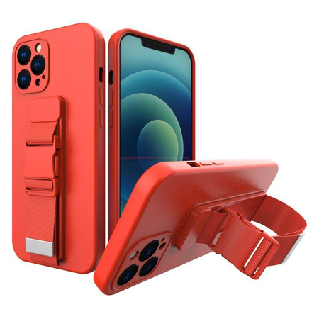 Rope Case silikonowe etui ze smyczą torebka smycz pasek do Xiaomi Poco X4 Pro 5G czerwony