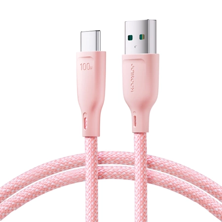 Joyroom Multi-Color Series SA34-AC6 USB-A/USB-C-Kabel 100 W, schnelle Übertragung, 1 m – Pink