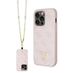 Oryginalne Etui APPLE IPHONE 15 PRO Guess Hardcase Crossbody 4G Metal Logo (GUHCP15LP4TDSCPP) różowe