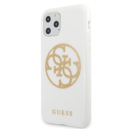 Etui Guess GUHCN65TPUWHGLG iPhone 11 Pro Max biały/white hard case Glitter 4G Circle Logo