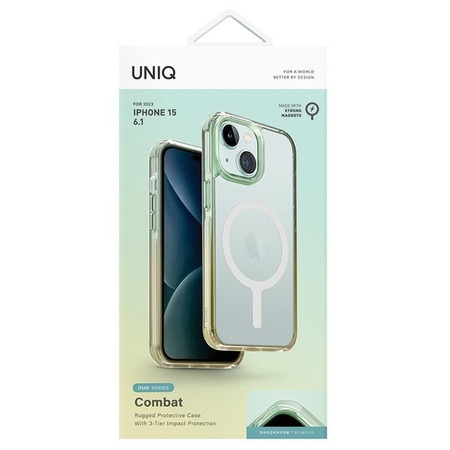 Case APPLE IPHONE 15 UNIQ Combat Duo Magclick Charging green-yellow