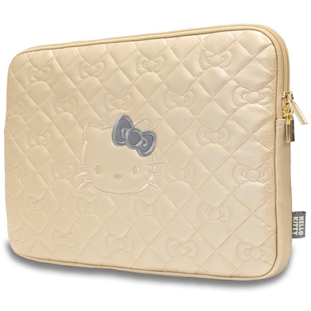 Hello Kitty Sleeve HKCSZPEKHBPD 14" złoty/gold Zip PU Quilted Bows