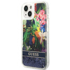 Case IPHONE 14 Guess Hardcase Flower Liquid Glitter blue