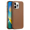 Dux Ducis Grit Leather Case for iPhone 14 Pro Max Elegant Faux Leather Cover (MagSafe Compatible) Brown