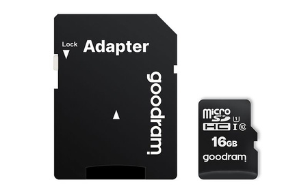 Goodram Microcard 16 GB karta pamięci micro SD HC UHS-I class 10, adapter SD (M1AA-0160R12)