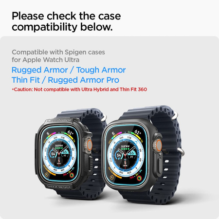 Tempered Glass APPLE WATCH ULTRA 49MM Spigen Glas.tr "EZ Fit" 2-Pack Clear