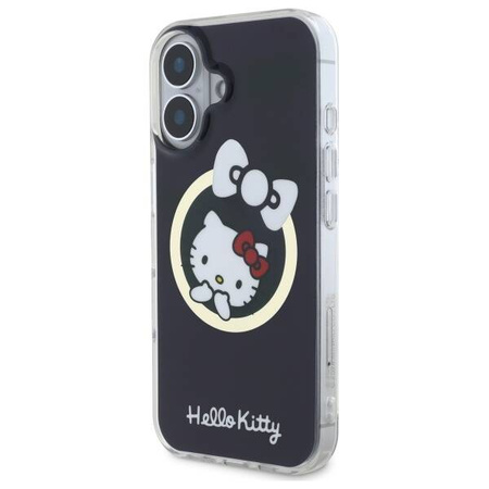 Original Handyhülle IPHONE 16 Hello Kitty Hardcase IML Fun Bow MagSafe (HKHMP16SHFLBK) schwarz