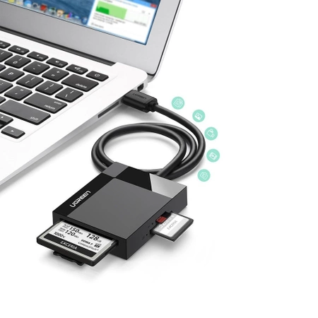 Ugreen USB 3.0 SD / Micro SD / CF / MS Speicherkartenleser schwarz (CR125 30333)