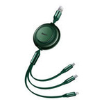 Baseus Bright Mirror 2 retractable cable 3in1 USB Type A - micro USB + Lightning + USB Type C 3.5A 1.1m green (CAMJ010006)