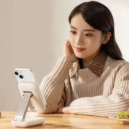 Adjustable phone stand with mirror Baseus Seashell Series - beige