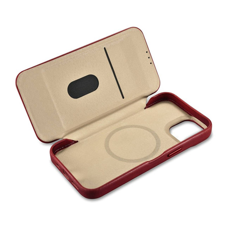 iCarer CE Oil Wax Premium Leather Folio Case Leather Case for iPhone 14 Plus Flip Magnetic MagSafe red (AKI14220707-RD)