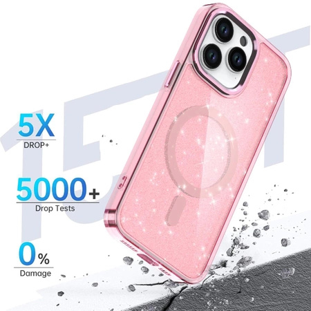 Glitter Case MagSafe for iPhone 16 Pro Max - pink with glitter