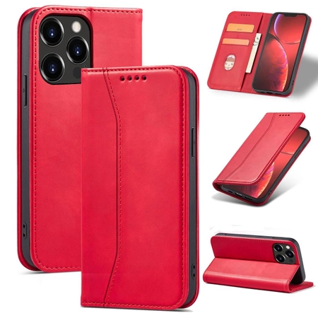 Magnet Fancy Case etui iPhone 14 Plus pokrowiec z klapką portfel podstawka czerwone