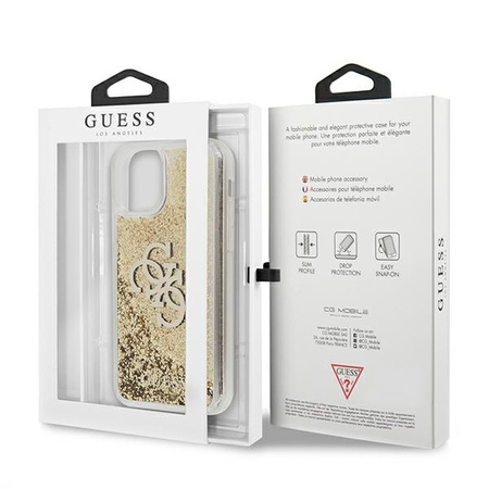 Original Case IPHONE 11 Guess Hardcase 4G Big Liquid Glitter (GUHCN61LG4GGO) gold