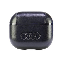 Original Handyhülle APPLE AIRPODS 3 Audi Leather Big Logo Cover (AU-AP3-GT/D3-BK) schwarz