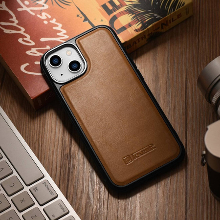 iCarer Leather Oil Wax case with genuine leather for iPhone 14 Plus (MagSafe compatible) brown (WMI14220719-TN)