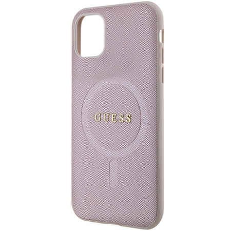 Guess GUHMN61PSAHMCP case for iPhone 11 / Xr - pink Saffiano MagSafe