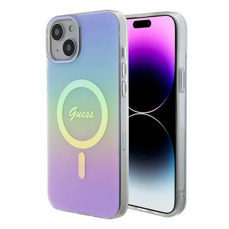 Original Case APPLE IPHONE 15 Guess Hardcase IML Iridescent MagSafe (GUHMP15SHITSU) purple