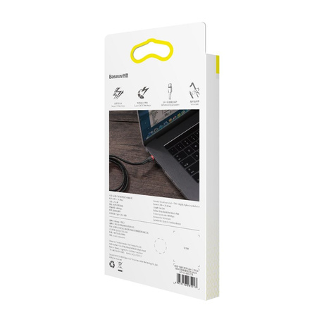 Baseus Cafule Cable wytrzymały nylonowy kabel przewód USB-C PD / USB-C PD PD2.0 60W 20V 3A QC3.0 1M czarny-czerwony (CATKLF-G91)