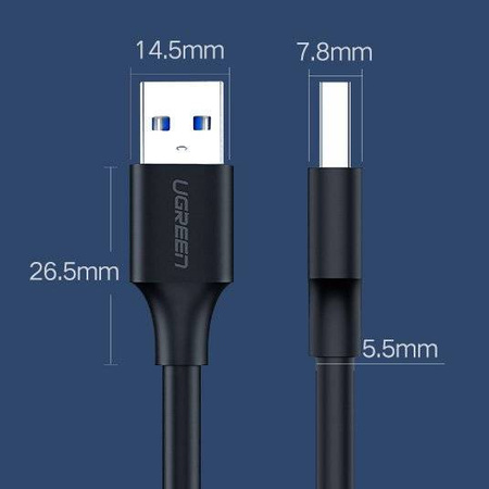 Ugreen kabel przewód USB - USB (męski - USB 3.2 Gen 1) 1 m czarny (US128 10370)