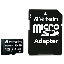 Verbatim Karta microSDXC 256GB V10 + adapter czarny/black 44087