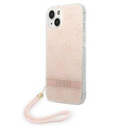 Original Handyhülle IPHONE 14 PLUS Guess Hardcase 4G Print Strap (GUOHCP14MH4STP) rosa