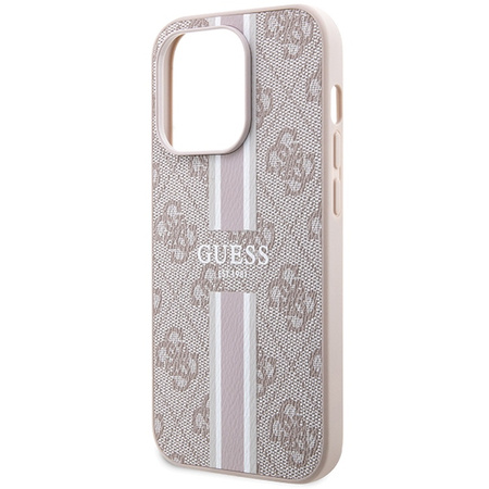 Guess nakładka do iPhone 15 Pro 6,1&quot; GUHMP15XP4RPSP HC MAGSAFE 4G PRINTED STRIPES różowa