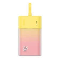 Baseus Popsicle 5200mAh 20W Powerbank with Built-in Lightning Cable (+ White Baseus Simple USB-C - USB-C 60W/20V/3A/30cm Cable) - Yellow-Pink