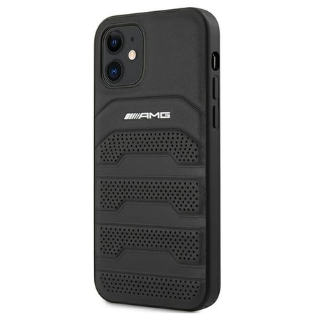 AMG AMHCP12SGSEBK iPhone 12 mini 5,4" czarny/black hardcase Leather Debossed Lines