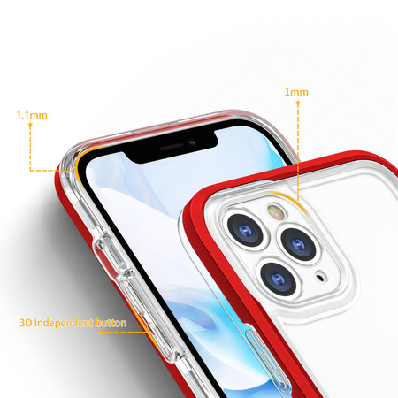 Klare 3in1 Hülle für iPhone 11 Pro Max Frame Cover Gel Rot