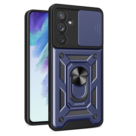 Hybrid Armor Camshield Hülle für Samsung Galaxy A54 5G gepanzerte Hülle mit Kameraabdeckung blau