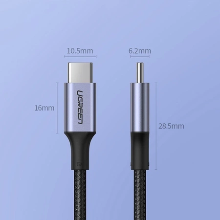 Ugreen kabel przewód USB Typ C - USB Typ C 5 A 100 W Power Delivery Quick Charge 3.0 FCP 480 Mbps 1 m czarny (70427 US316)