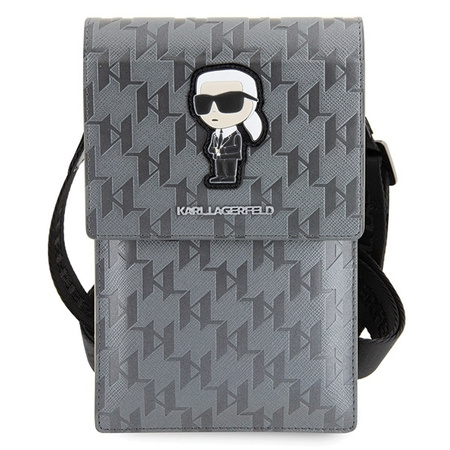 Torebka Karl Lagerfeld Saffiano Monogram Ikonik (KLWBSAKHPKG) srebrne