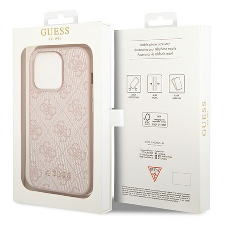 Guess GUHCP14LG4GFPI iPhone 14 Pro 6.1 &quot;rosa / rosa Hartschale 4G Metal Gold Logo