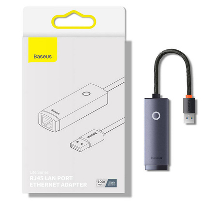 Baseus Lite Series zewnętrzna karta sieciowa USB-A - RJ-45 1Gbps (1000Mbps) szary (WKQX000113)