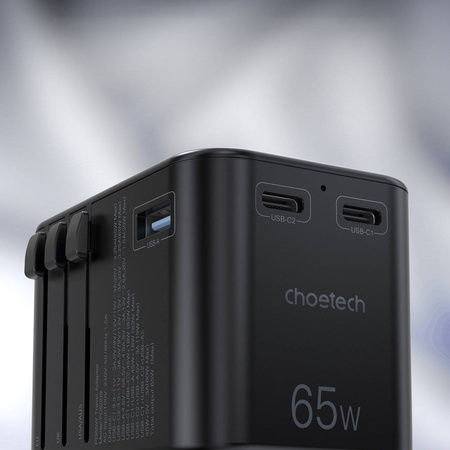 Choetech gaN 2 x USB Type C / USB 65W Power Delivery Fast Charger Black (PD5009-BK)