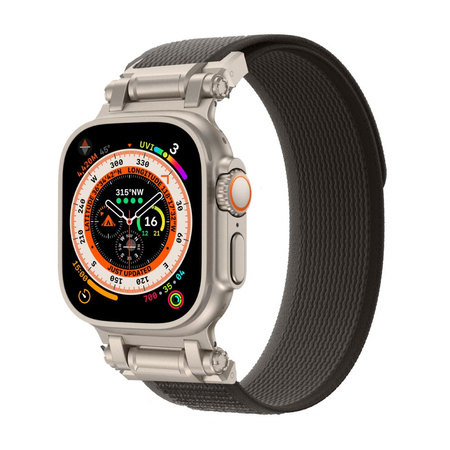 Pasek Tech-Protect Nylon Delta na Apple Watch 4 / 5 / 6 / 7 / 8 / 9 / SE / Ultra 1 / 2 (42 / 44 / 45 / 49 mm) - czarno-pomarańczowy