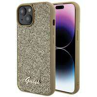 Guess Disco Metal Script Hülle für iPhone 15 – Gold