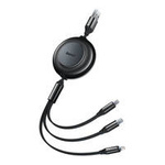 Baseus Bright Mirror 2 kabel przewód 3w1 USB Typ A - micro USB + Lightning + USB Typ C 3.5A 1.1m czarny (CAMJ010001)