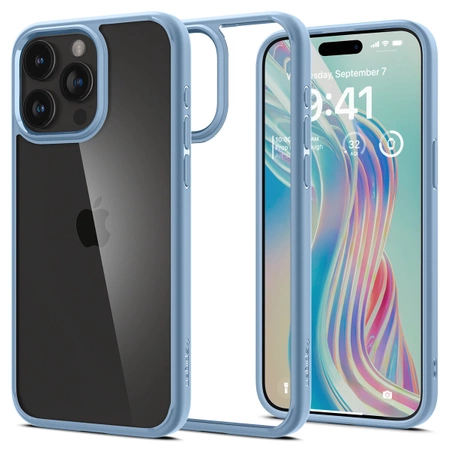 Etui Spigen Crystal Hybrid na iPhone 15 Plus - przezroczysto-niebieskie