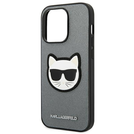 Karl Lagerfeld Saffiano Choupette Head Patch Case – Etui iPhone 14 Pro (srebrny)