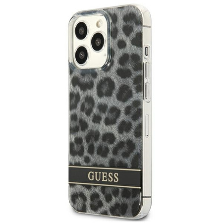 Case IPHONE 13 PRO Guess Hardcase Leopard (GUHCP13LHSLEOK) gray